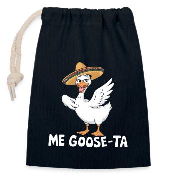 Me Goose-ta Funny Goose en Sombrero Design - Sac cadeau en coton avec cordon (14 x 20 cm) - bleu marine - Devant