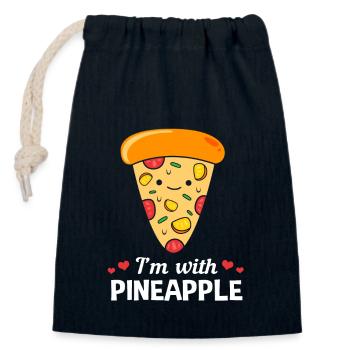 Pizza Hawaï Pizza Ananas - Sac cadeau en coton avec cordon (14 x 20 cm) - bleu marine - Devant