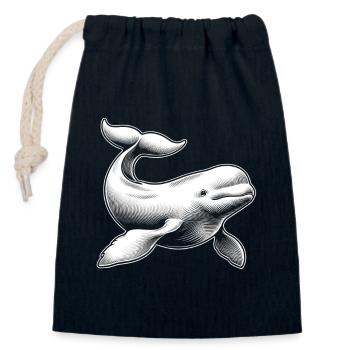 Béluga, vie marine, biologie marine des baleines - Sac cadeau en coton avec cordon (14 x 20 cm) - bleu marine - Devant