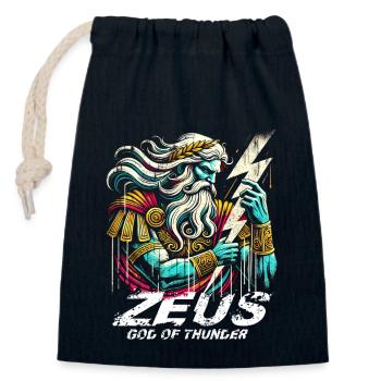 Zeus, dieu grec du tonnerre - Sac cadeau en coton avec cordon (14 x 20 cm) - bleu marine - Devant