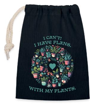 J’ai des projets avec des plantes - amoureux des plantes - Sac cadeau en coton avec cordon (14 x 20 cm) - bleu marine - Devant