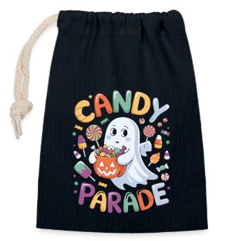 Candy Parade - Fantôme d’Halloween avec des bonbons - Sac cadeau en coton avec cordon (14 x 20 cm) - bleu marine - Devant