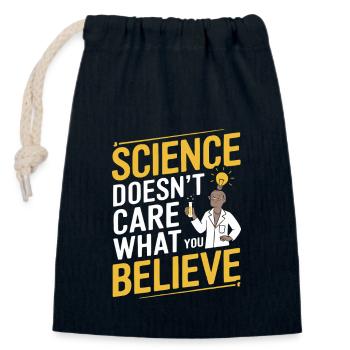 La science ne se soucie pas de ce que vous croyez - Recherche - Sac cadeau en coton avec cordon (14 x 20 cm) - bleu marine - Devant
