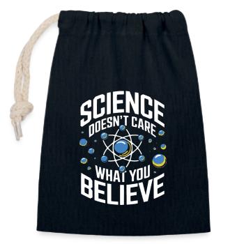 La recherche veut des faits, pas des croyances - Sac cadeau en coton avec cordon (14 x 20 cm) - bleu marine - Devant