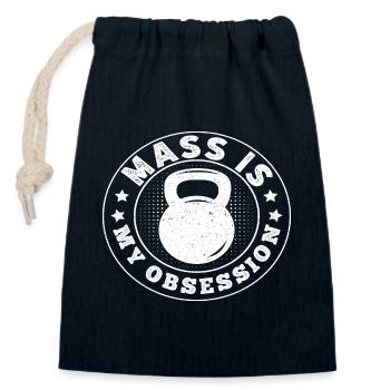 La masse est mon obsession - Sac cadeau en coton avec cordon (14 x 20 cm) - bleu marine - Devant