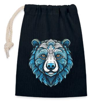 Portrait d’ours polaire Ours polaire - Sac cadeau en coton avec cordon (14 x 20 cm) - bleu marine - Devant