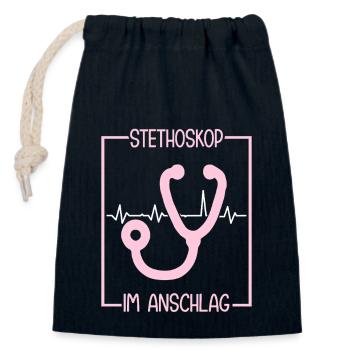 Assistant médical stéthoscope MFA - Sac cadeau en coton avec cordon (14 x 20 cm) - bleu marine - Devant