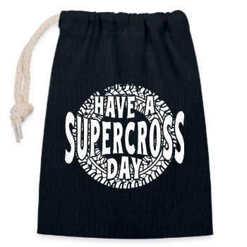 Dirtbike Rider A Supercross Day MX Motocross - Sac cadeau en coton avec cordon (14 x 20 cm) - bleu marine - Devant