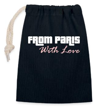From Paris With Love - Sac cadeau en coton avec cordon (14 x 20 cm) - bleu marine - Devant