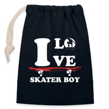 patineur garçon amour design - Sac cadeau en coton avec cordon (14 x 20 cm) - bleu marine - Devant