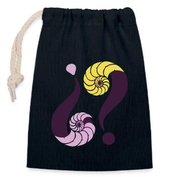 Énigme infinie. 13 Violet et pistache - Sac cadeau en coton avec cordon (14 x 20 cm) - bleu marine - Devant