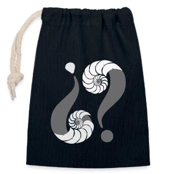 Énigme infinie. 08 Gris - Sac cadeau en coton avec cordon (14 x 20 cm) - bleu marine - Devant