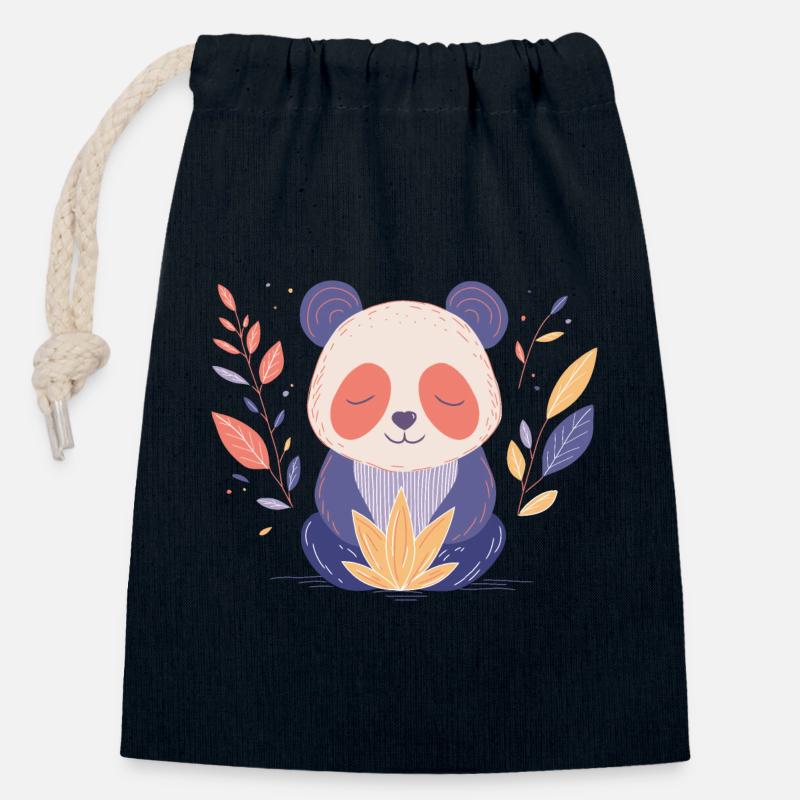 Yogi Panda - Sac cadeau en coton avec cordon (14 x 20 cm) - bleu marine