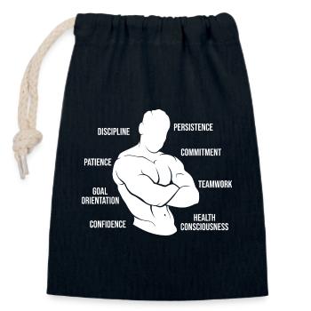 Dynamophilie Bodybuilder Compétences Anatomie Gym - Sac cadeau en coton avec cordon (14 x 20 cm) - bleu marine - Devant