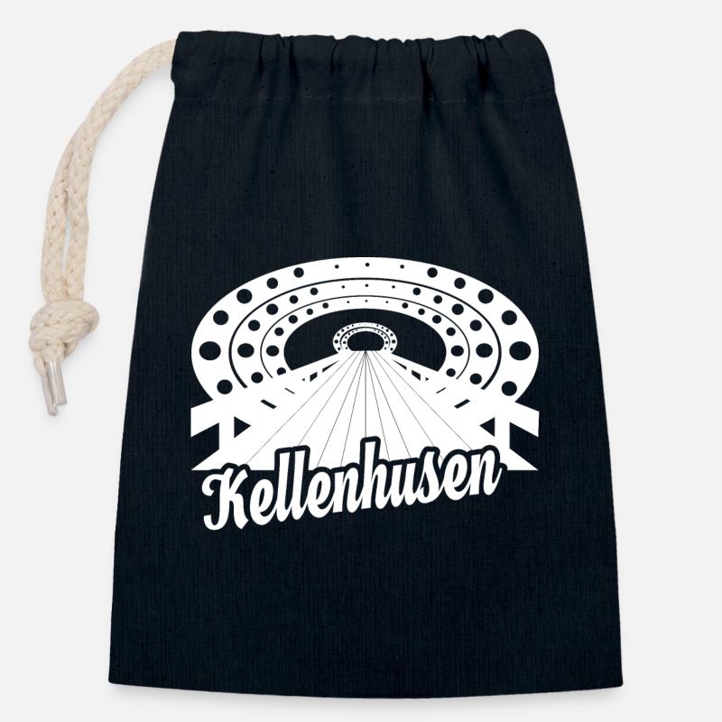 Kellenhusen Seebrücke Ostsee Urlaub Geschenk - Verschließbarer Geschenkbeutel aus Baumwolle (14x20cm) - Navy