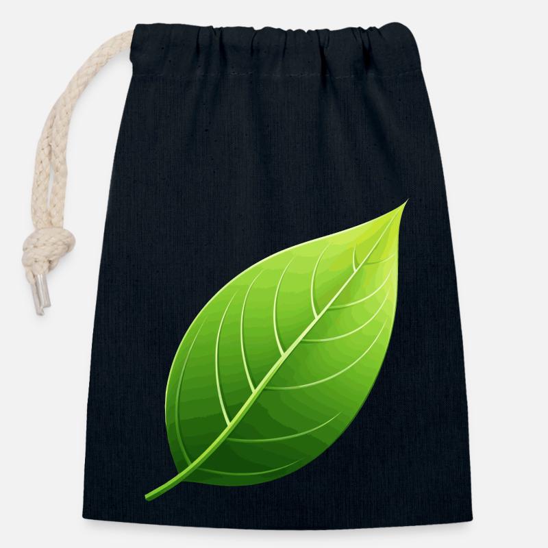 Green Leaf - Conservation de la nature - Sac cadeau en coton avec cordon (14 x 20 cm) - bleu marine