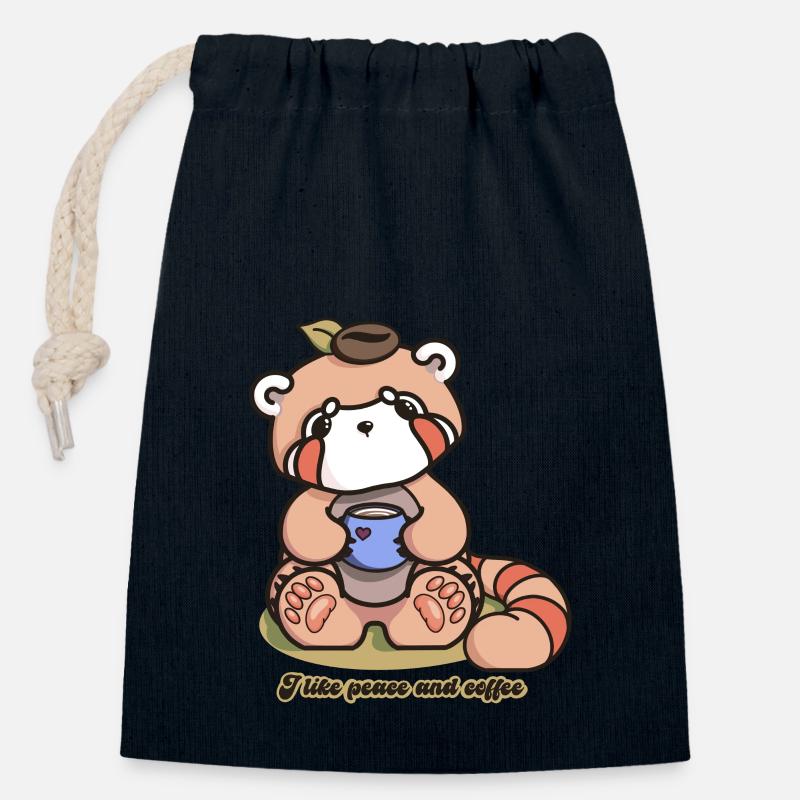 PeaceAndCoffee - Closable cotton gift bag (14x20cm) - navy