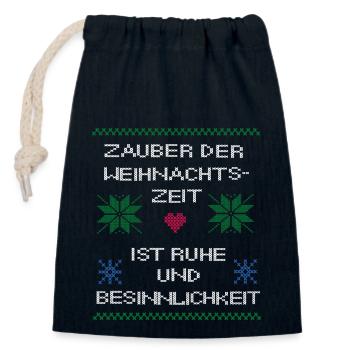 Weihnachten Noël laid - Sac cadeau en coton avec cordon (14 x 20 cm) - bleu marine - Devant