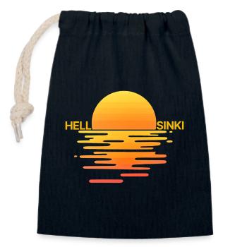 Was heißt Sonnenuntergang auf finnisch? Hellsinki! - Verschließbarer Geschenkbeutel aus Baumwolle (14x20cm) - Navy - Vorne