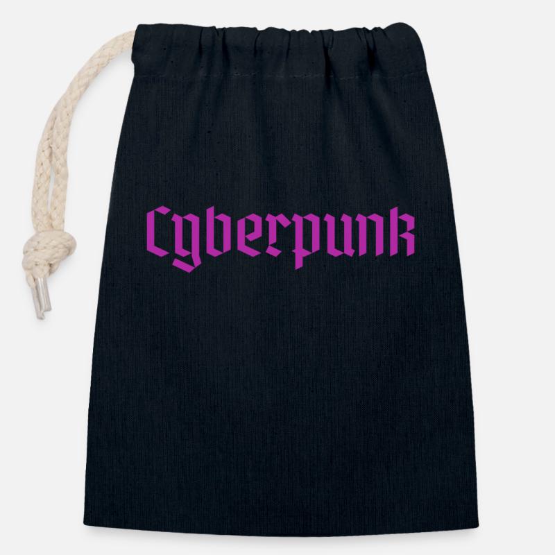 Cyberpunk - Sac cadeau en coton avec cordon (14 x 20 cm) - bleu marine