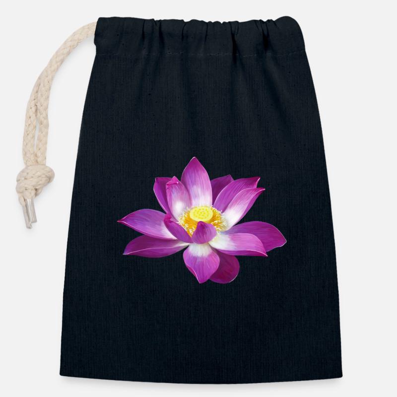 Lotus - Sac cadeau en coton avec cordon (14 x 20 cm) - bleu marine