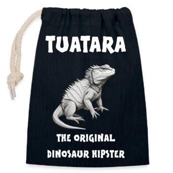 Tuatara Le hipster dinosaure original - Sac cadeau en coton avec cordon (14 x 20 cm) - bleu marine - Devant