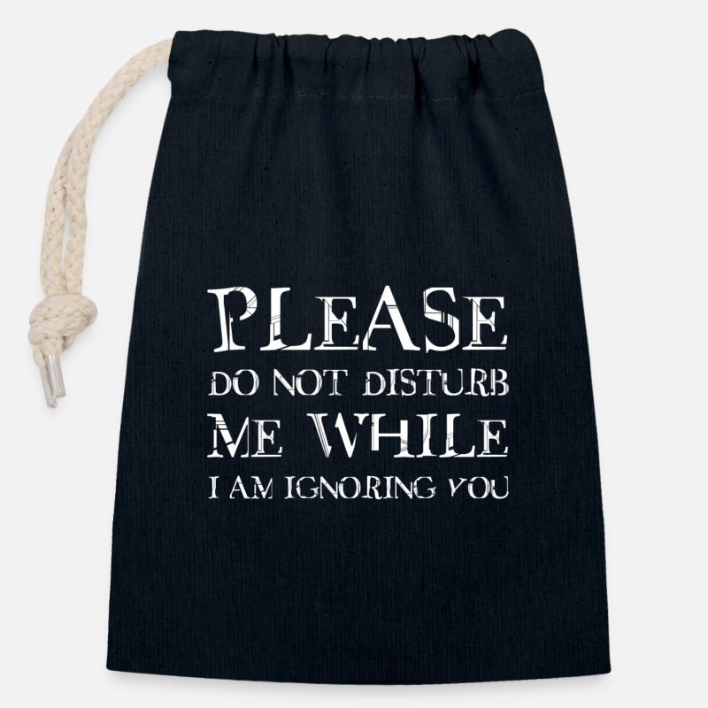 Please do not disturb me - Closable cotton gift bag (14x20cm) - navy