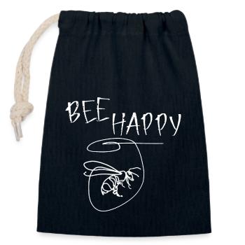 Abeille abstraite heureuse - Sac cadeau en coton avec cordon (14 x 20 cm) - bleu marine - Devant