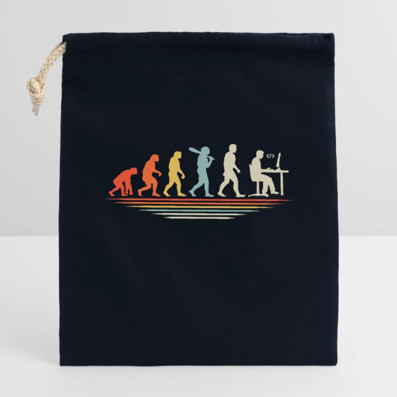 Coffee Coding Evolution Coder Developer Nerd Coffe Closable cotton gift bag (14x20cm)