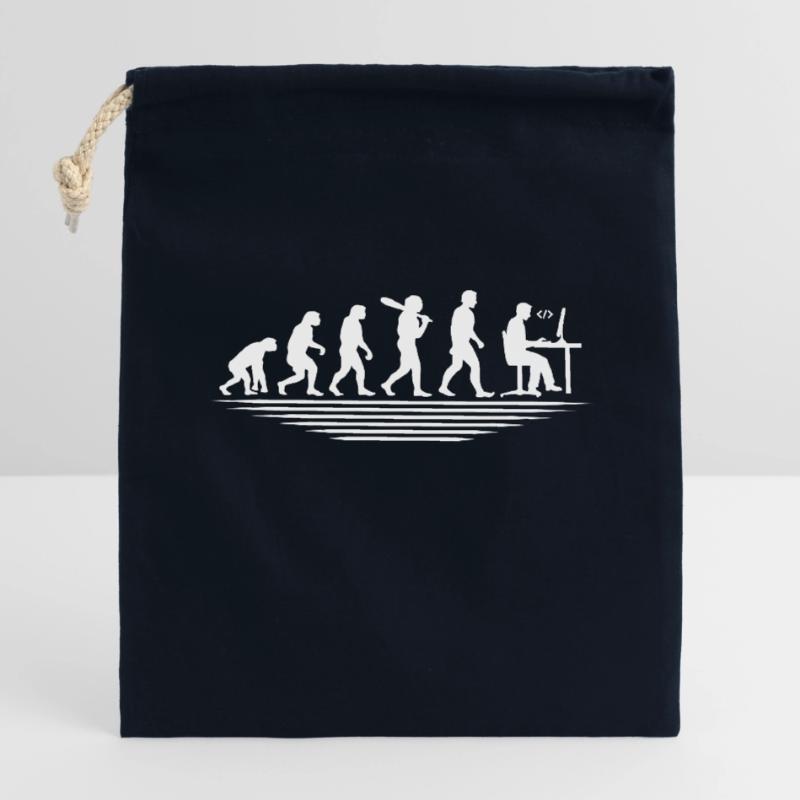 Coffee Coding Evolution Coder Developer Nerd Coffe Closable cotton gift bag (14x20cm)
