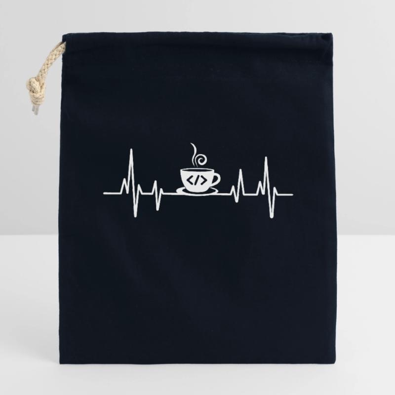 Coffee Coding Heartbeat Coder Developer Nerd Coffe Closable cotton gift bag (14x20cm)
