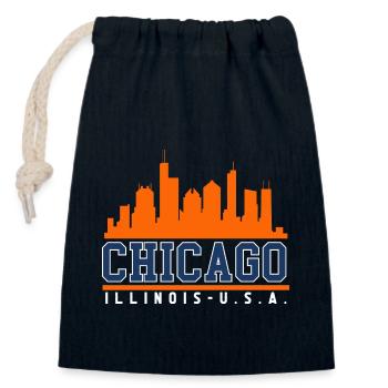Chicago Illinois Skyline - Sac cadeau en coton avec cordon (14 x 20 cm) - bleu marine - Devant
