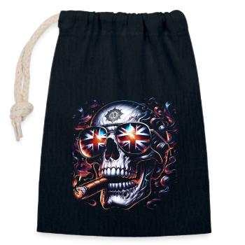 Union Jack Skull with Cigar - British Pride - Closable cotton gift bag (14x20cm) - navy - Front
