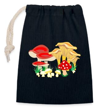 Colored composition of mushrooms - Closable cotton gift bag (14x20cm) - navy - Front