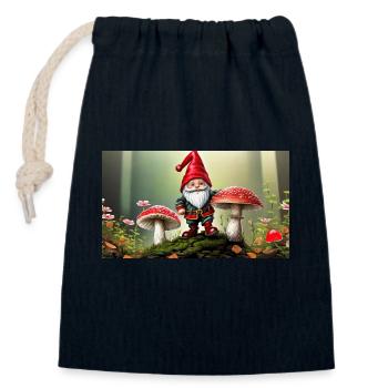 Mignons petits gnomes Vie quotidienne – Amanite tue-mouches - Sac cadeau en coton avec cordon (14 x 20 cm) - bleu marine - Devant
