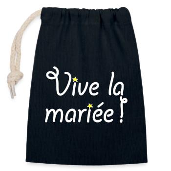 Vive la mariée ! - Sac cadeau en coton avec cordon (14 x 20 cm) - bleu marine - Devant