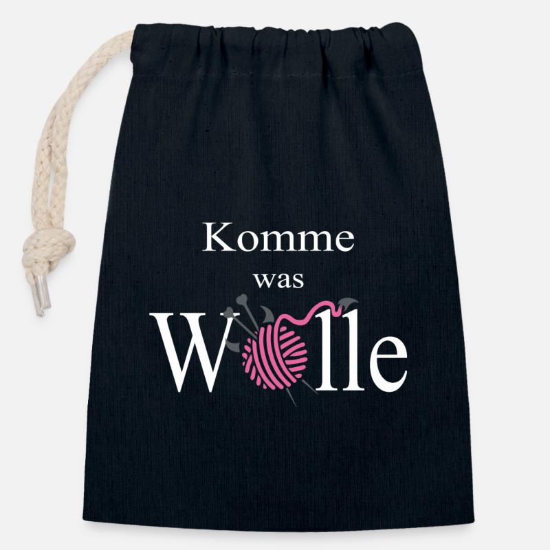 Wolle - Verschließbarer Geschenkbeutel aus Baumwolle (14x20cm) - Navy