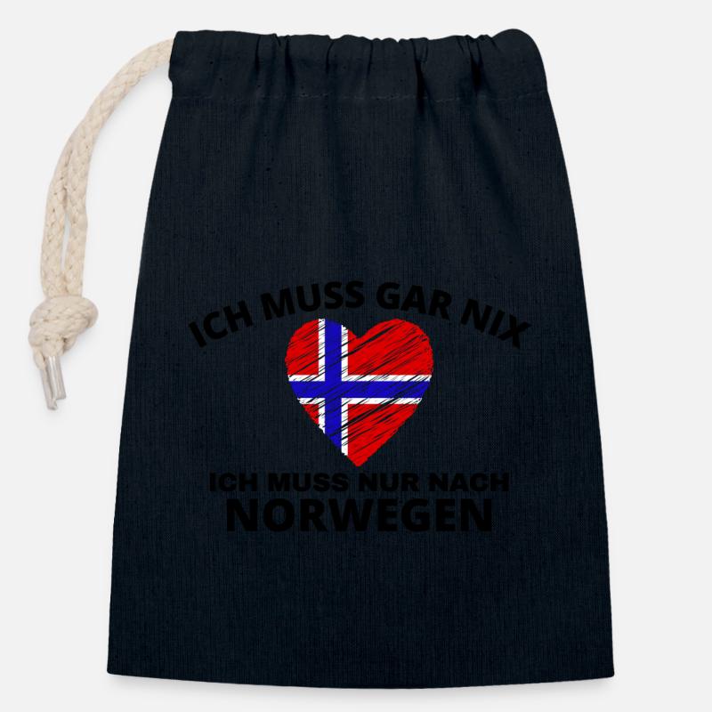 Norwegen - Verschließbarer Geschenkbeutel aus Baumwolle (14x20cm) - Navy