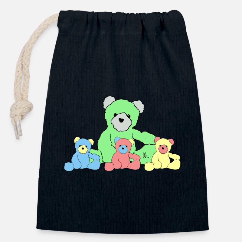 Teddy - Sac cadeau en coton avec cordon (14 x 20 cm) - bleu marine