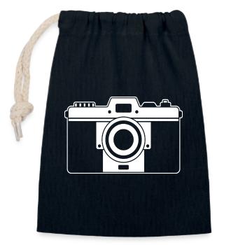 Retro Camera Design for Photographers - Closable cotton gift bag (14x20cm) - navy - Front