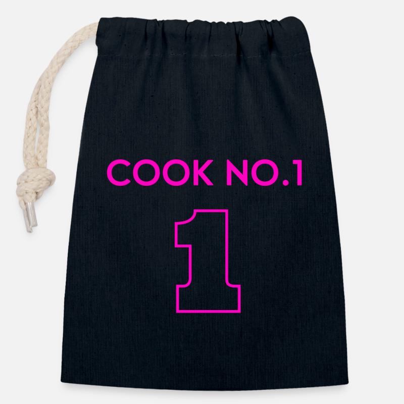 Chef numéro un - Chef étoilé - Sac cadeau en coton avec cordon (14 x 20 cm) - bleu marine
