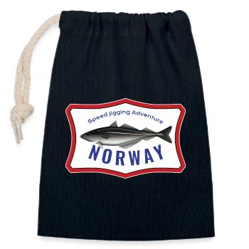 Norvège Speed Jiggung Adventure Pollock Cadeau - Sac cadeau en coton avec cordon (14 x 20 cm) - bleu marine - Devant