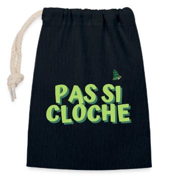 Pas si cloche - Sac cadeau en coton avec cordon (14 x 20 cm) - bleu marine - Devant