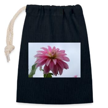 Dahlia rose rose fleur, fleur - Sac cadeau en coton avec cordon (14 x 20 cm) - bleu marine - Devant