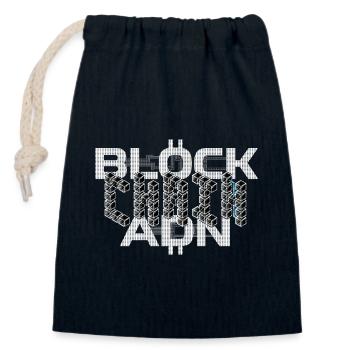 Blockchain ADN - Crypto Bitcoin - Sac cadeau en coton avec cordon (14 x 20 cm) - bleu marine - Devant