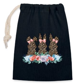 leopard rabbits - Closable cotton gift bag (14x20cm) - navy - Front