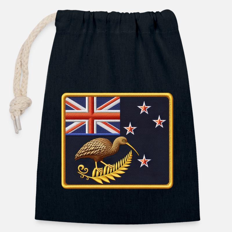 Neuseeland Aotearoa Kiwi 23 - Verschließbarer Geschenkbeutel aus Baumwolle (14x20cm) - Navy