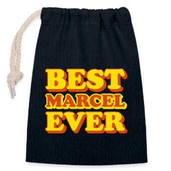 Drôle de cadeau avec prénom Marcel - Sac cadeau en coton avec cordon (14 x 20 cm) - bleu marine - Devant
