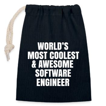 World's most coolest and awesome software engineer - Closable cotton gift bag (14x20cm) - navy - Front