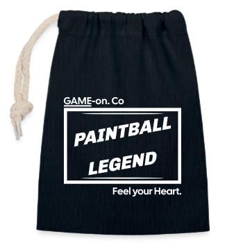 Légende du paintball, jeu sur Co, sentez votre logo de cœur - Sac cadeau en coton avec cordon (14 x 20 cm) - bleu marine - Devant
